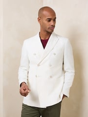 White N. Premium Double Breasted Blazer With TENCEL™ Lyocell and Linen - Image 1 of 6