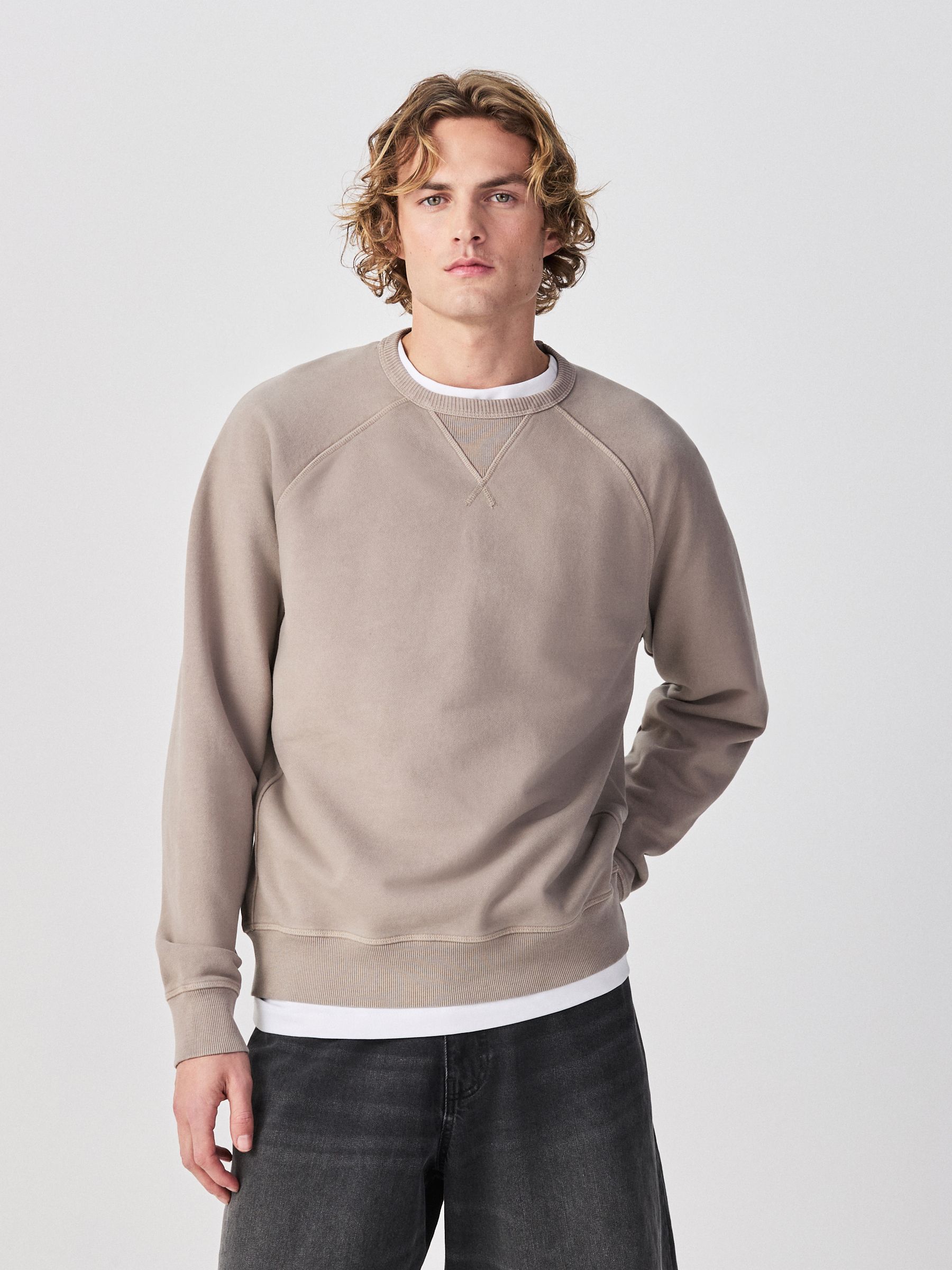 Buy Light Stone Heavyweight Garment Washed Crew Sweatshirt from
