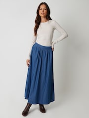 Threadbare Blue Pull On Denim Midaxi Skirt - Image 1 of 4