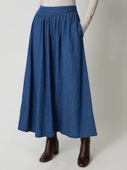 Threadbare Blue Pull On Denim Midaxi Skirt - Image 2 of 4