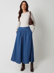 Threadbare Blue Pull On Denim Midaxi Skirt - Image 4 of 4