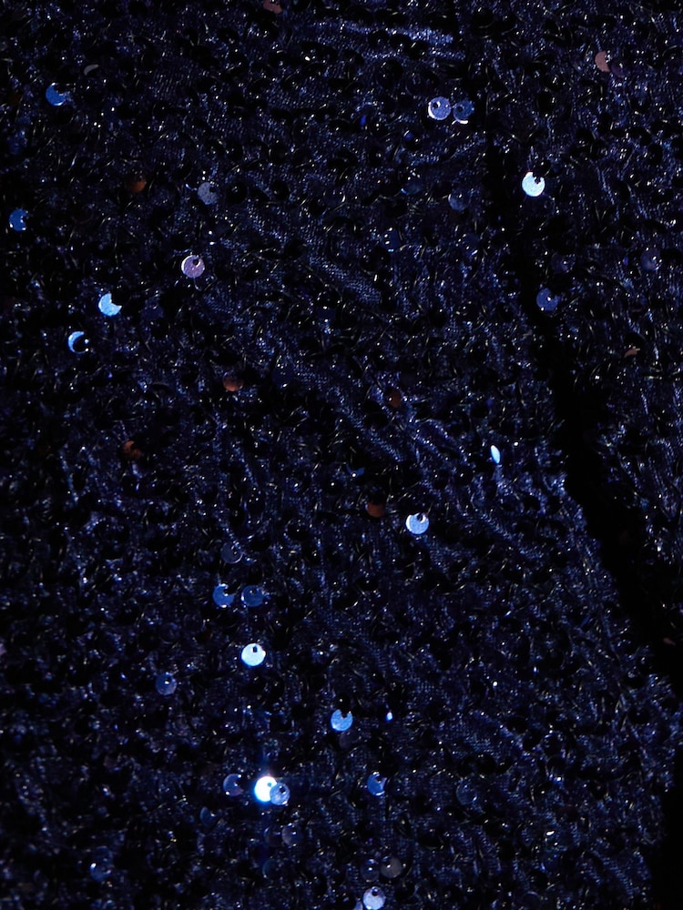 Threadbare Blue Sequin Velour V-Neck Mini Dress - Image 6 of 6 Threadbare Blue Sequin Velour V-Neck Mini Dress - Image 6 of 6