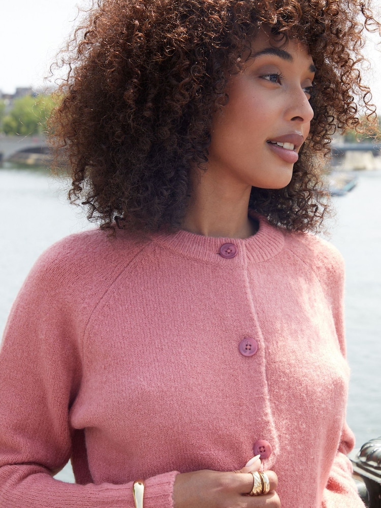 Threadbare Pink Button Up Knitted Cardigan - Image 2 of 4 Threadbare Pink Button Up Knitted Cardigan - Image 2 of 4