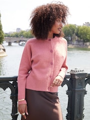 Threadbare Pink Button Up Knitted Cardigan - Image 3 of 4