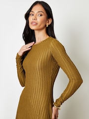 Threadbare Green Textured Jersey Seam Detail Maxi Dress - Image 2 of 4