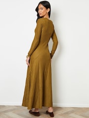 Threadbare Green Textured Jersey Seam Detail Maxi Dress - Image 3 of 4