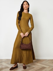 Threadbare Green Textured Jersey Seam Detail Maxi Dress - Image 4 of 4