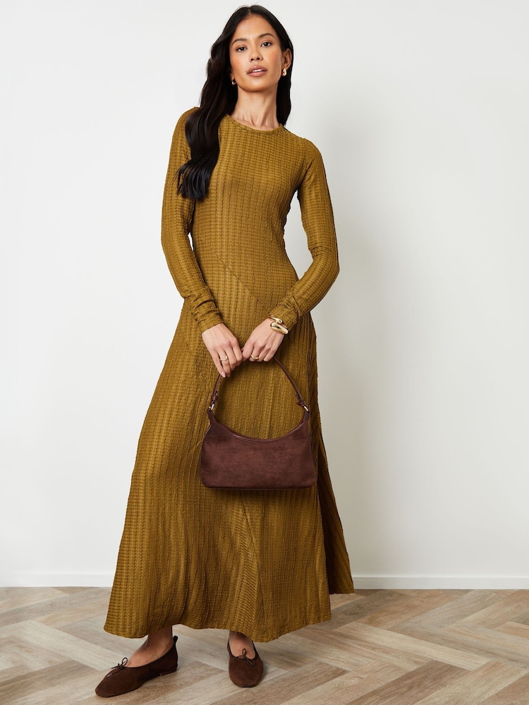 Threadbare Green Textured Jersey Seam Detail Maxi Dress - Image 4 of 4 Threadbare Green Textured Jersey Seam Detail Maxi Dress - Image 4 of 4