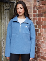 Threadbare Blue Half Zip Borg Fleece - Image 1 of 5