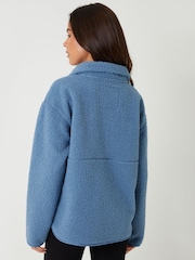 Threadbare Blue Half Zip Borg Fleece - Image 3 of 5