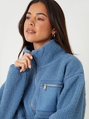 Threadbare Blue Half Zip Borg Fleece - Image 5 of 5