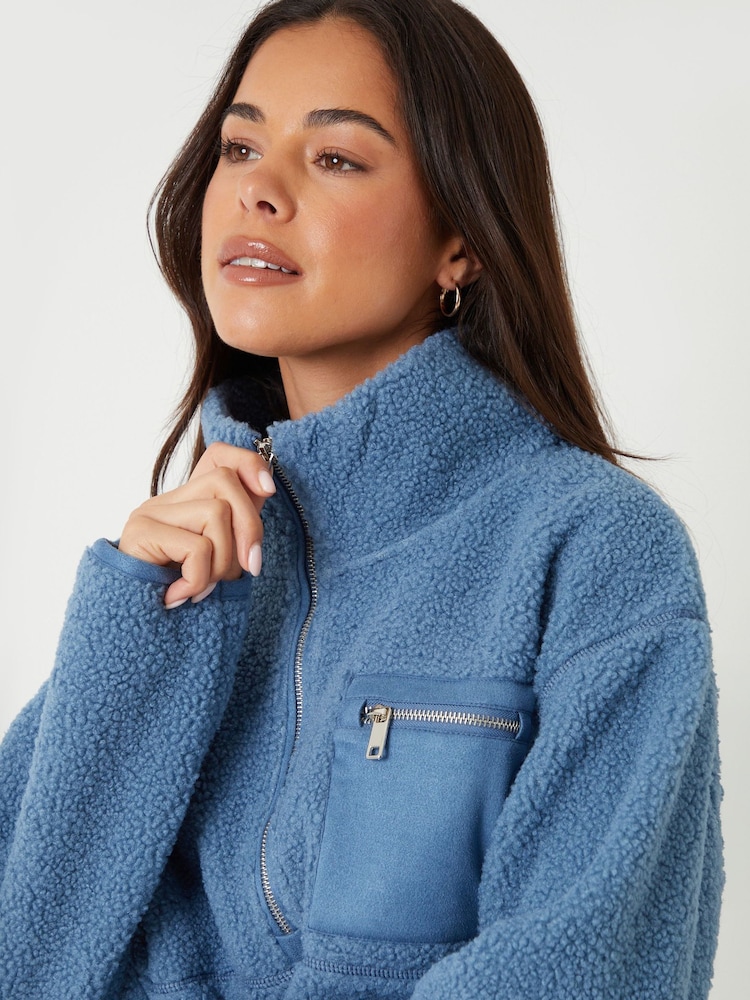 Threadbare Blue Half Zip Borg Fleece - Image 5 of 5 Threadbare Blue Half Zip Borg Fleece - Image 5 of 5
