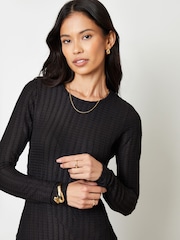 Threadbare Black Textured Jersey Seam Detail Maxi Dress - Image 2 of 4