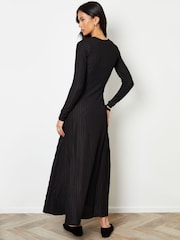 Threadbare Black Textured Jersey Seam Detail Maxi Dress - Image 3 of 4