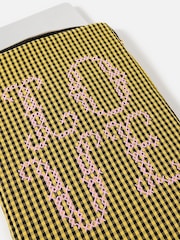 Oliver Bonas Yellow & Black Gingham Love Cross Stitch Laptop Case - Image 3 of 4