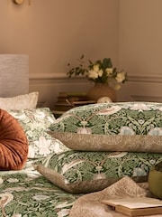 William Morris At Home Nettle Green Strawberry Thief Duvet Cover and Pillowcase Set - Image 3 of 7
