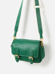 Oliver Bonas Green Freya Fold Over Double Buckle Cross-Body Bag - Image 2 of 7