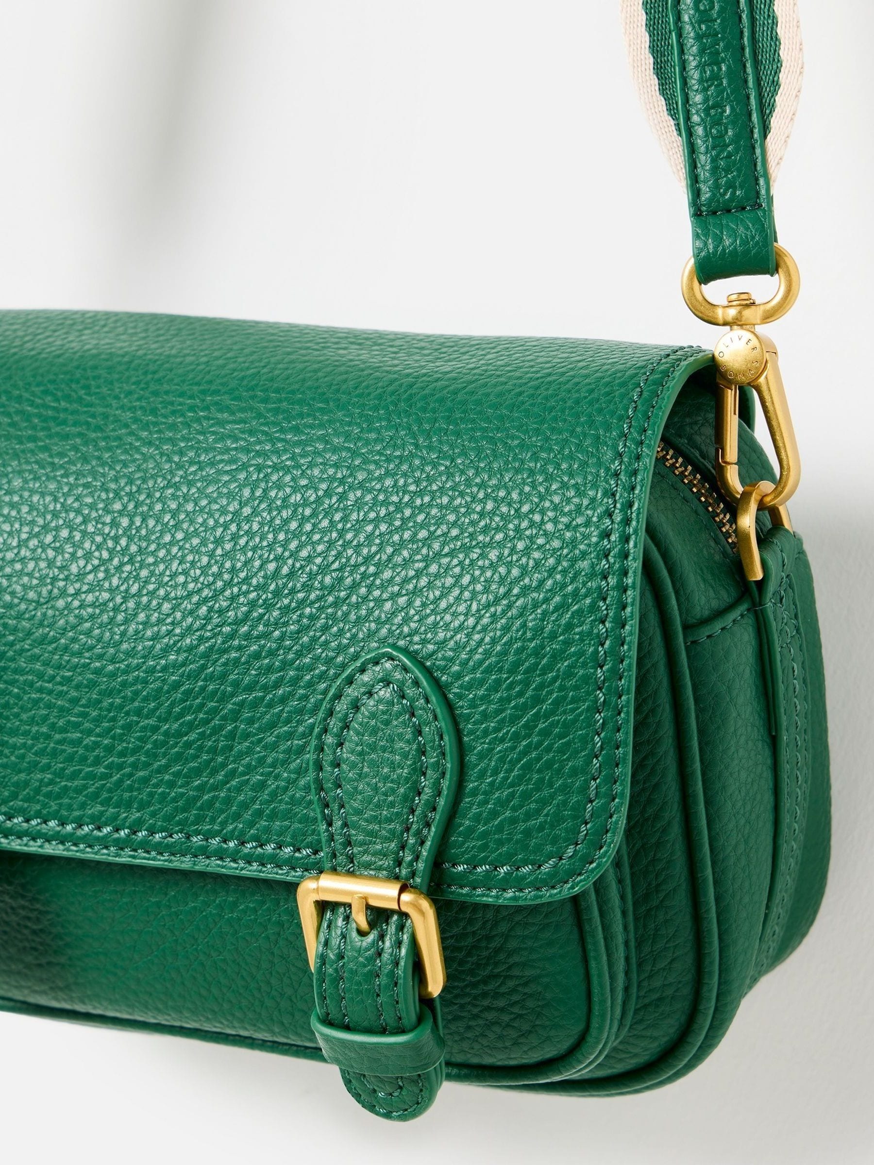 Buy Oliver Bonas Green Freya Fold Over Double Buckle Cross-Body