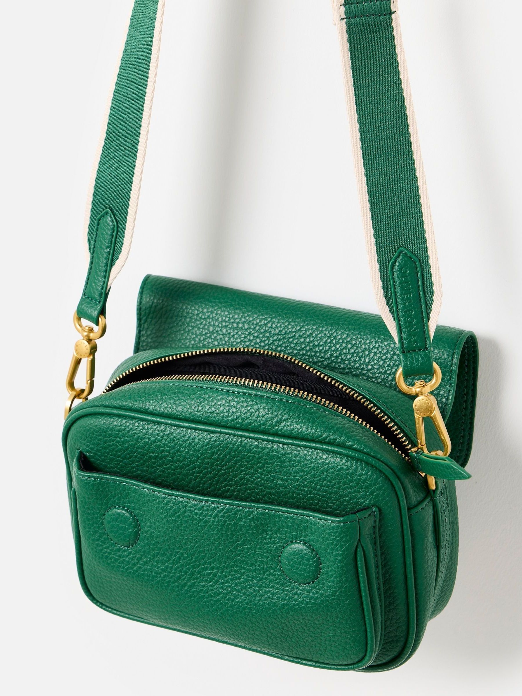 Buy Oliver Bonas Green Freya Fold Over Double Buckle Cross-Body