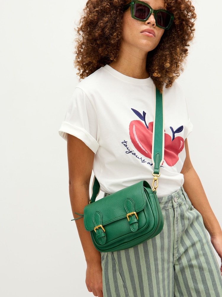 Oliver Bonas Green Freya Fold Over Double Buckle Cross-Body Bag - Image 7 of 7 Oliver Bonas Green Freya Fold Over Double Buckle Cross-Body Bag - Image 7 of 7