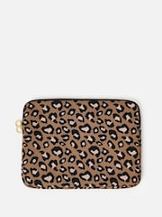Oliver Bonas Brown Leopard Print Knitted Laptop Case - Image 1 of 4