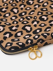 Oliver Bonas Brown Leopard Print Knitted Laptop Case - Image 3 of 4