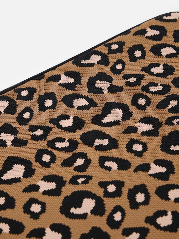 Oliver Bonas Brown Leopard Print Knitted Laptop Case - Image 4 of 4