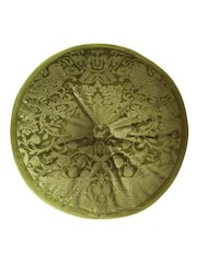 William Morris At Home Olive Green Strawberry Thief Embossed Circular Cushion - Image 3 of 3
