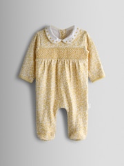 Galben - JoJo Maman Bébé Pretty Appliqué Sleepsuit - Imaginea 1 din 4