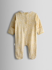 Galben - JoJo Maman Bébé Pretty Appliqué Sleepsuit - Imaginea 2 din 4