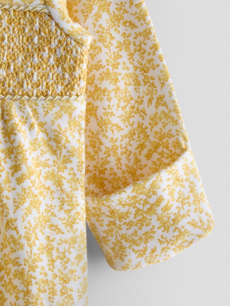 Galben - JoJo Maman Bébé Pretty Appliqué Sleepsuit - Imaginea 4 din 4