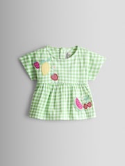 JoJo Maman Bébé Green Fruit Appliqué Peplum T-Shirt - Image 1 of 3