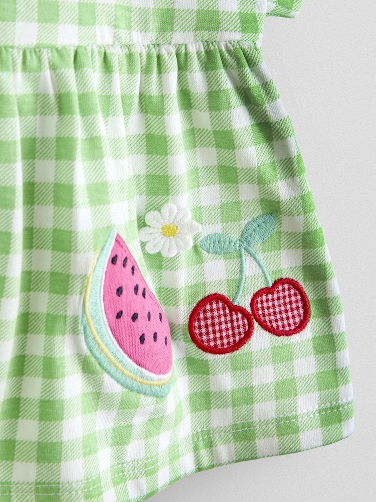 JoJo Maman Bébé Green Fruit Appliqué Peplum T-Shirt - Image 3 of 3