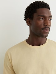 Reiss Sorbet Yellow Bless Cotton Crew-Neck Tailored-Fit T-Shirt - Image 4 of 6