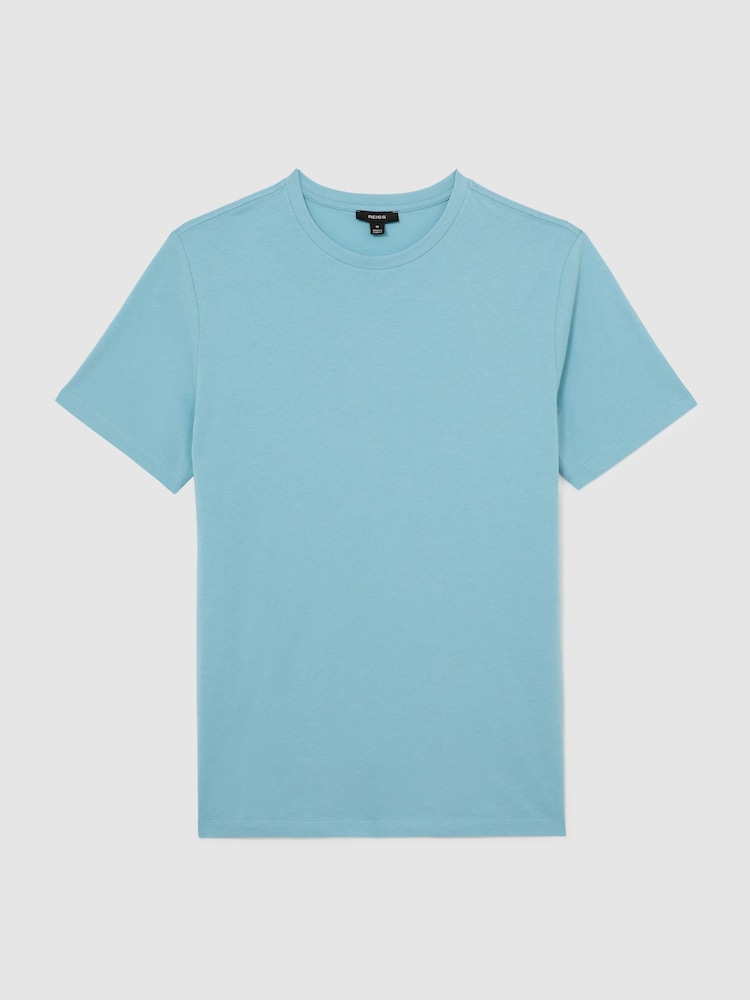 Reiss Sea Blue Bless Cotton Crew-Neck Tailored-Fit T-Shirt - Image 2 of 6