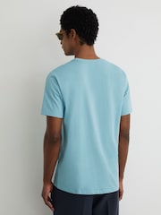 Reiss Sea Blue Bless Cotton Crew-Neck Tailored-Fit T-Shirt - Image 5 of 6