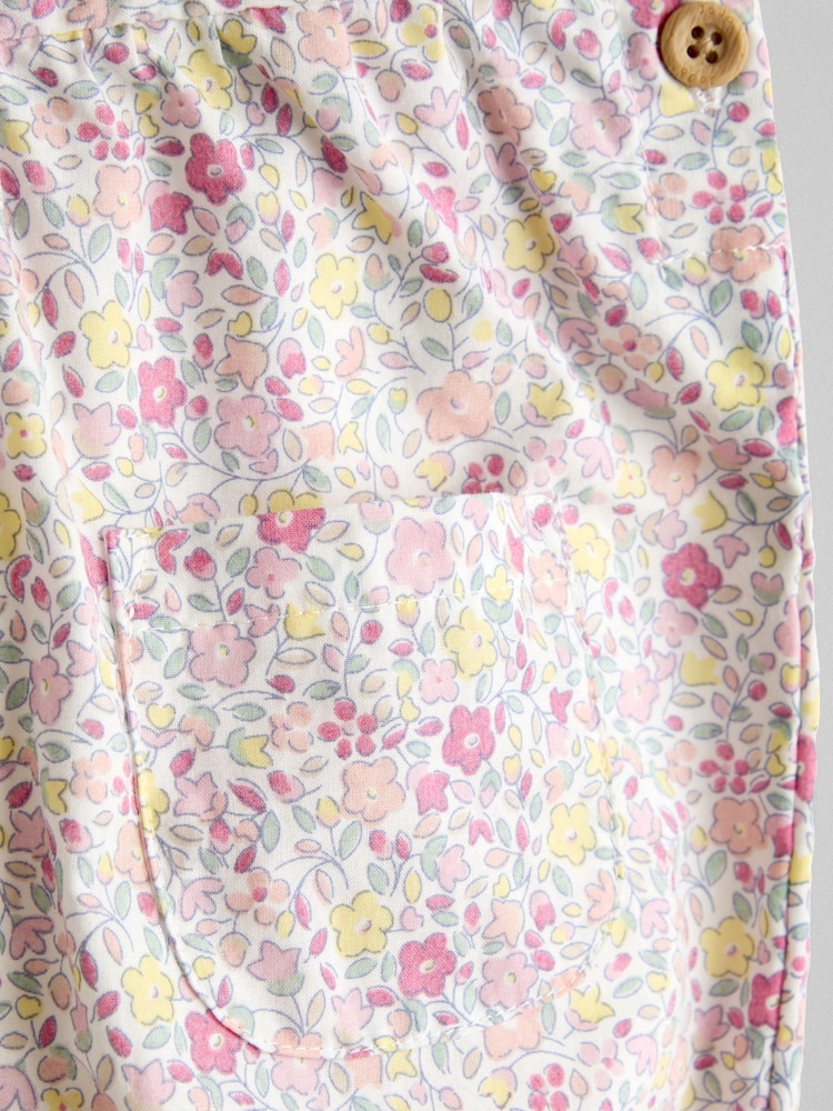 JoJo Maman Bébé Pink Bunny Appliqué Pocket Ditsy Floral Dungaree - Image 3 of 3 JoJo Maman Bébé Pink Bunny Appliqué Pocket Ditsy Floral Dungaree - Image 3 of 3