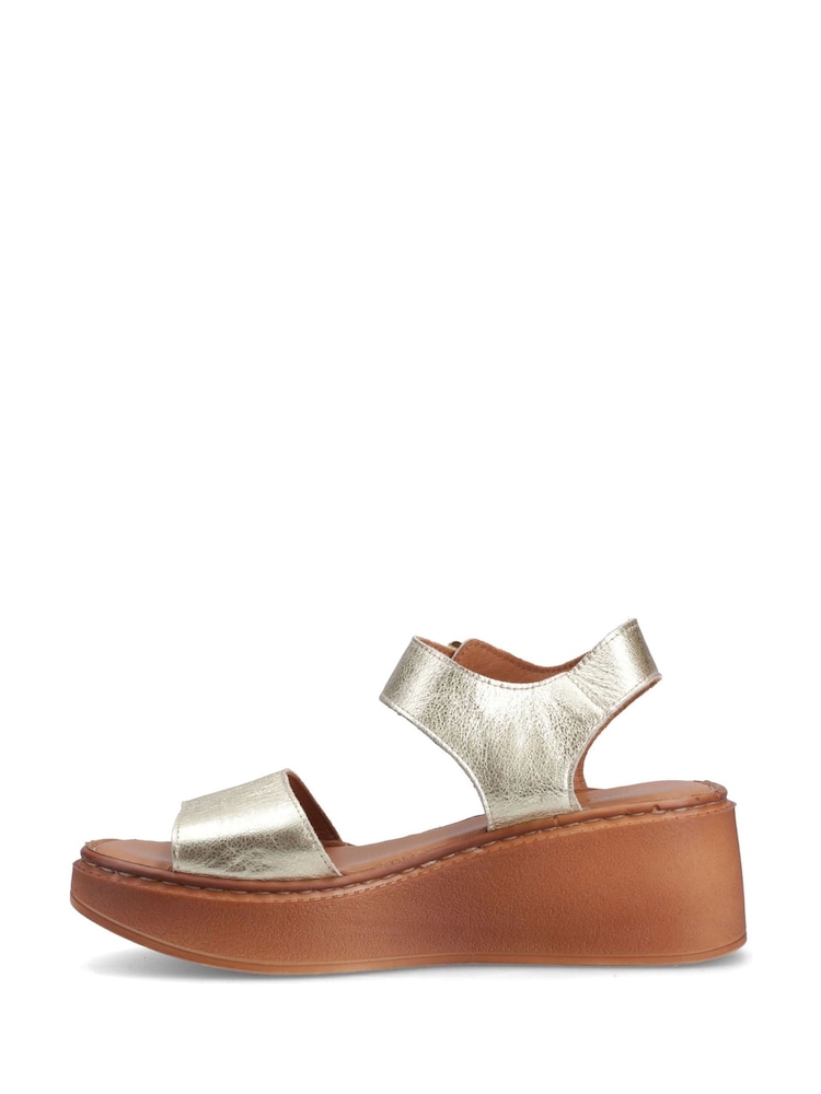Hush Puppies Gold Beatrix Wedge Sandals - Image 2 of 5 Hush Puppies Gold Beatrix Wedge Sandals - Image 2 of 5