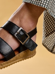 Hush Puppies Black Eliana Leather Touch Fastening Sandal - Image 3 of 7