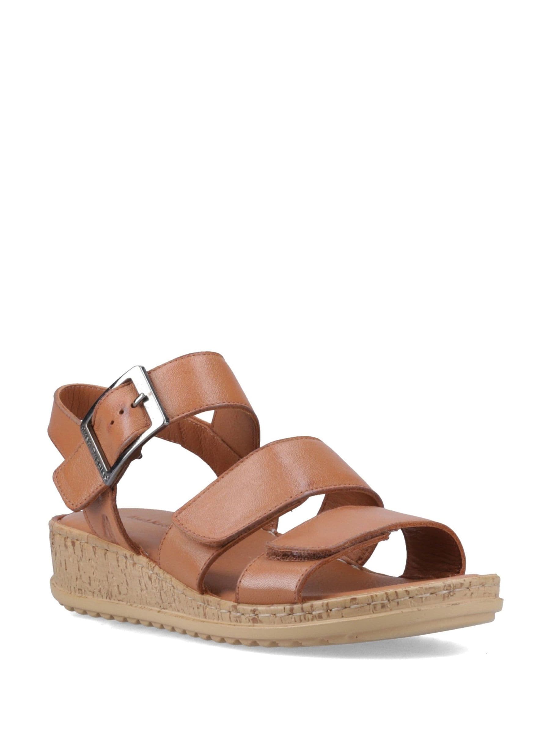 Hush Puppies Women's Tan Eliana Leather Touch Fastening Sandal