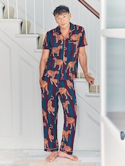 Chelsea Peers Red Tiger Stripe Print Long Pyjamas Set - Image 2 of 6