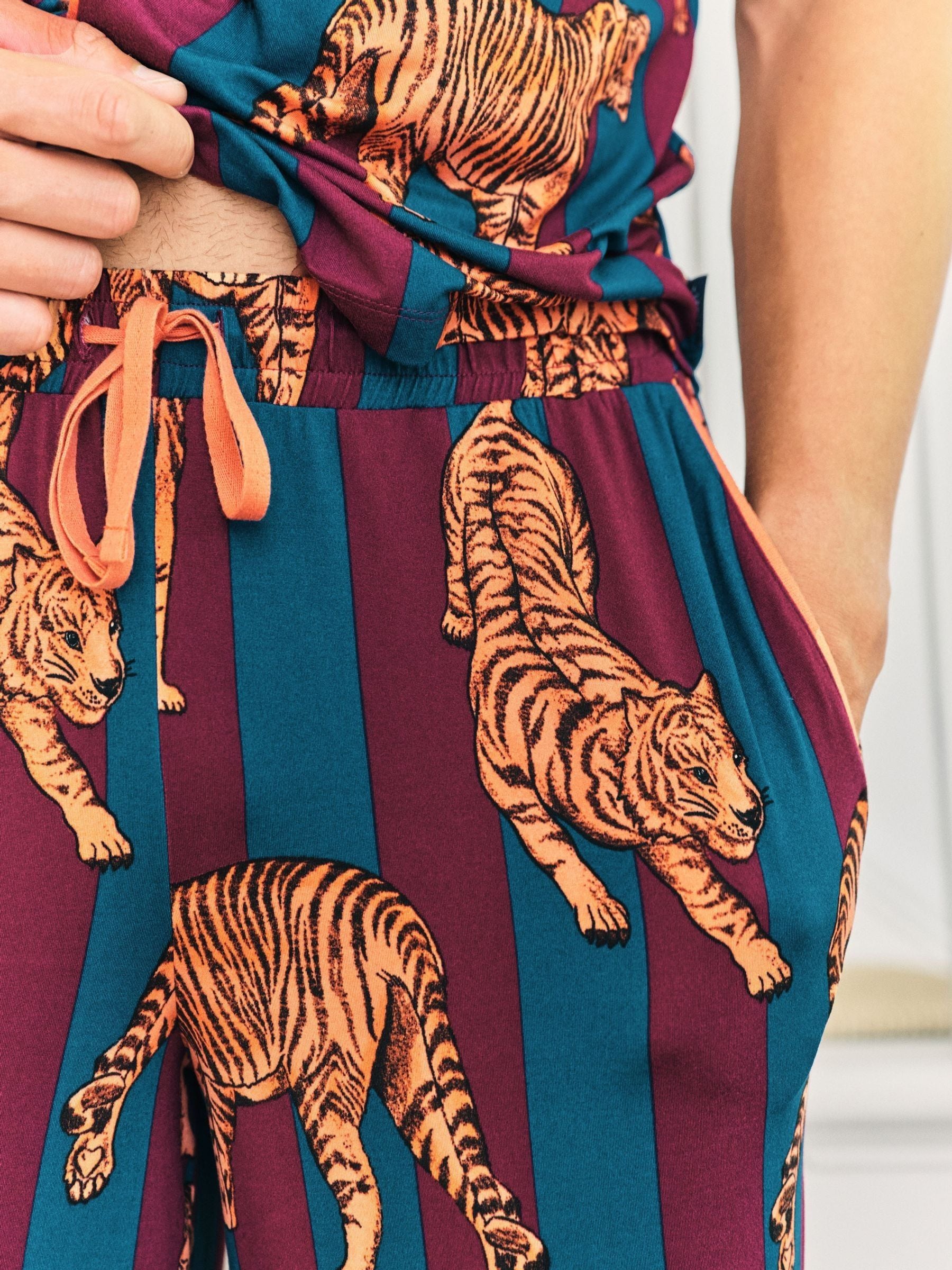 Comprar Conjunto de pijama longo com estampa de listras de tigre