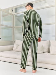 Chelsea Peers Green Stripe Button Up Long Pyjamas Set - Image 2 of 7