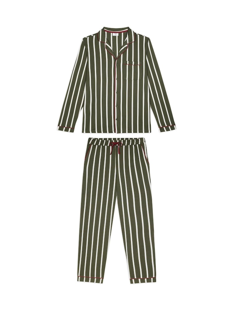 Chelsea Peers Green Stripe Button Up Long Pyjamas Set - Image 7 of 7