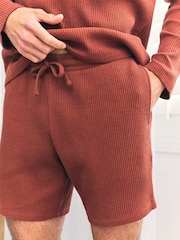 Chelsea Peers Orange Waffle Lounge Shorts - Rust - Image 4 of 4