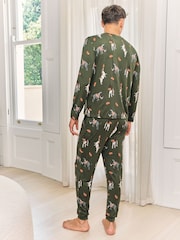Chelsea Peers Green Rugby Dogs Print Long Pyjamas Set - Image 2 of 6