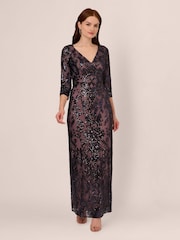 Adrianna Papell Blue Studio Beaded Long Dress - Image 1 of 6