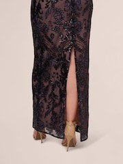 Adrianna Papell Blue Studio Beaded Long Dress - Image 3 of 6