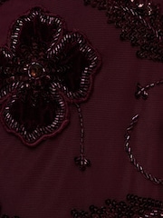 Adrianna Papell Purple Bead Velvet Flower Long Dress - Image 6 of 6