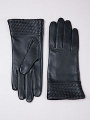 Lakeland Leather Black Willow Woven Cuff Gloves - Image 1 of 4
